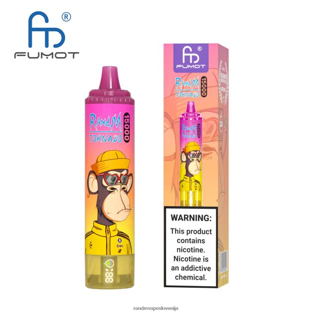 Fumot RandM Tornado 15000 vape naprava z baterijo in zaslonom ejuice različica 1 breskov led 2D84FN18 RandM Tornado Disposable