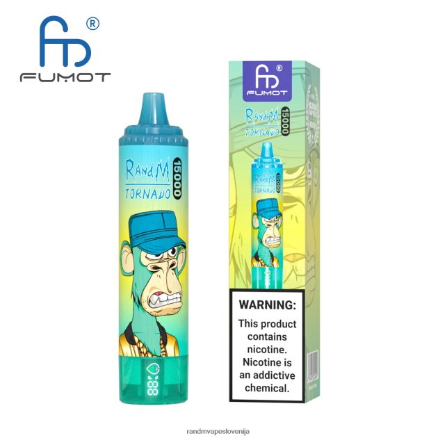 Fumot RandM Tornado 15000 vape naprava z baterijo in zaslonom ejuice različica 1 breskov led 2D84FN18 RandM Tornado Disposable
