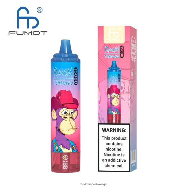 Fumot RandM Tornado 15000 vape naprava z baterijo in zaslonom ejuice različica 1 breskov led 2D84FN18 RandM Tornado Disposable