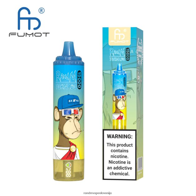 Fumot RandM Tornado 15000 vape naprava z baterijo in zaslonom ejuice različica 1 breskov led 2D84FN18 RandM Tornado Disposable
