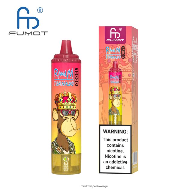 Fumot RandM Tornado 15000 vape naprava z baterijo in zaslonom ejuice različica 1 breskov led 2D84FN18 RandM Tornado Disposable