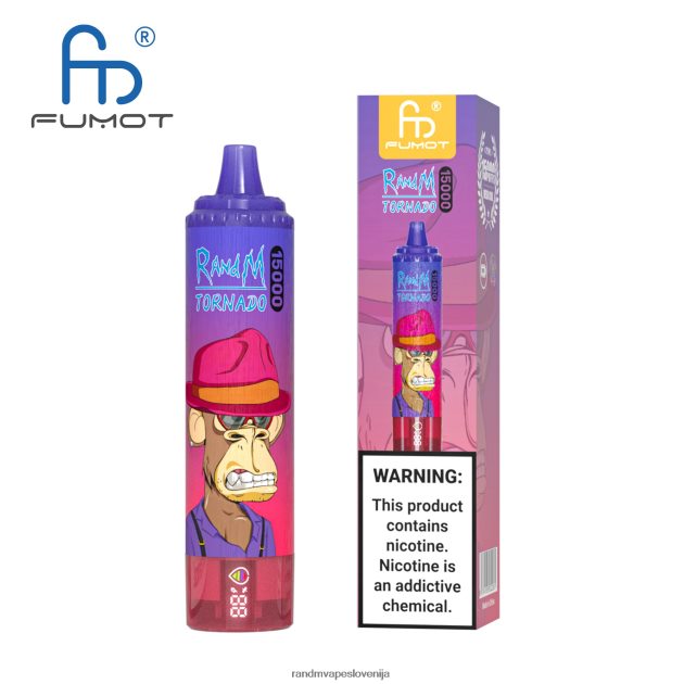 Fumot RandM Tornado 15000 vape naprava z baterijo in zaslonom ejuice različica 1 breskov led 2D84FN18 RandM Tornado Disposable