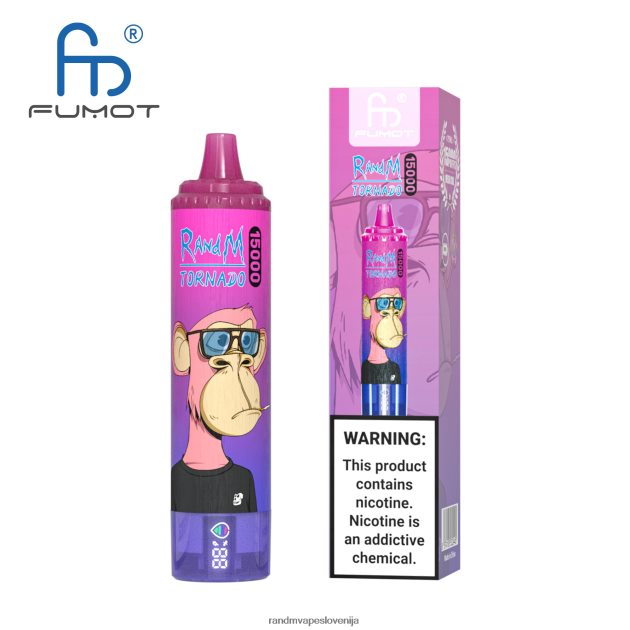 Fumot RandM Tornado 15000 vape naprava z baterijo in zaslonom ejuice različica 1 breskov led 2D84FN18 RandM Tornado Disposable