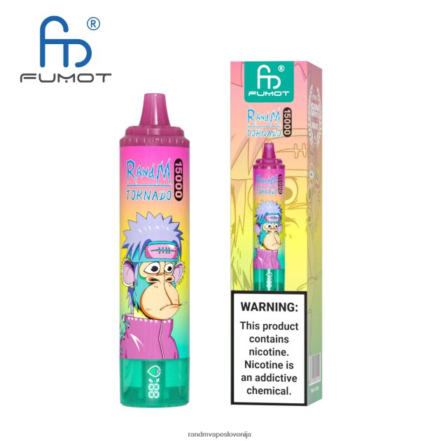 Fumot RandM Tornado 15000 vape naprava z baterijo in zaslonom ejuice različica 1 breskov led 2D84FN18 RandM Tornado Disposable