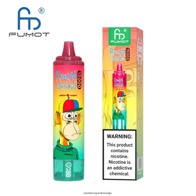 Fumot RandM Tornado 15000 vape naprava z baterijo in zaslonom ejuice različica 1 breskov led 2D84FN18 RandM Tornado Disposable