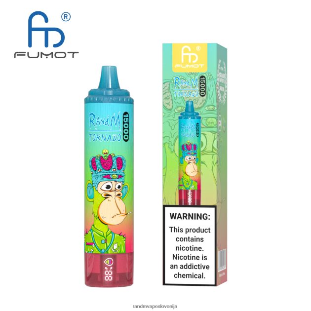 Fumot RandM Tornado 15000 vape naprava z baterijo in zaslonom ejuice različica 1 breskov led 2D84FN18 RandM Tornado Disposable