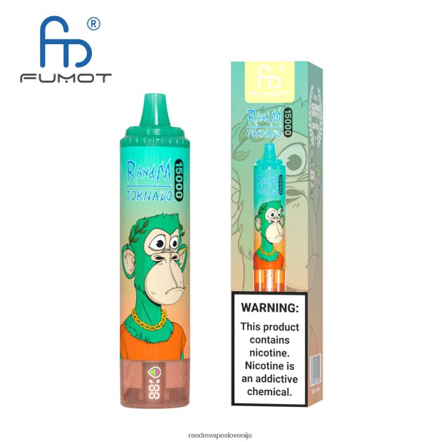 Fumot RandM Tornado 15000 vape naprava z baterijo in zaslonom ejuice različica 1 breskov led 2D84FN18 RandM Tornado Disposable