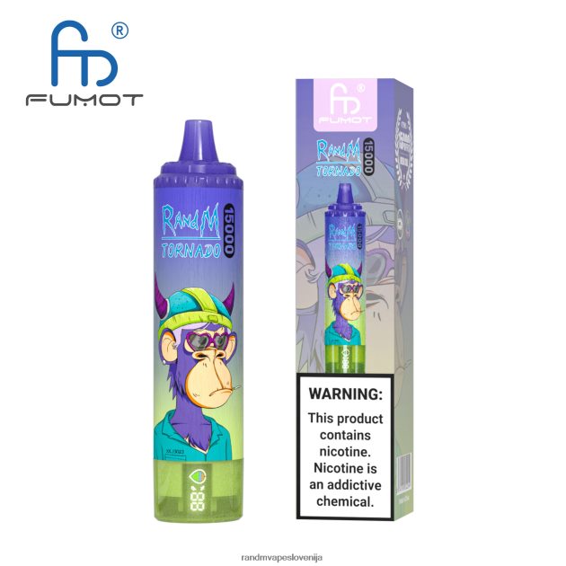 Fumot RandM Tornado 15000 vape naprava z baterijo in zaslonom ejuice različica 1 breskov led 2D84FN18 RandM Tornado Disposable