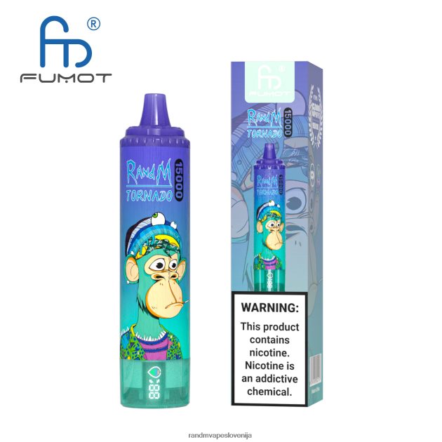 Fumot RandM Tornado 15000 vape naprava z baterijo in zaslonom ejuice različica 1 breskov led 2D84FN18 RandM Tornado Disposable