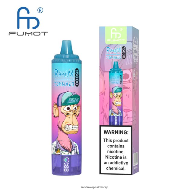 Fumot RandM Tornado 15000 vape naprava z baterijo in zaslonom ejuice različica 1 breskov led 2D84FN18 RandM Tornado Disposable
