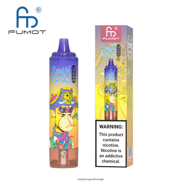 Fumot RandM Tornado 15000 vape naprava z baterijo in zaslonom ejuice različica 1 breskov led 2D84FN18 RandM Tornado Disposable
