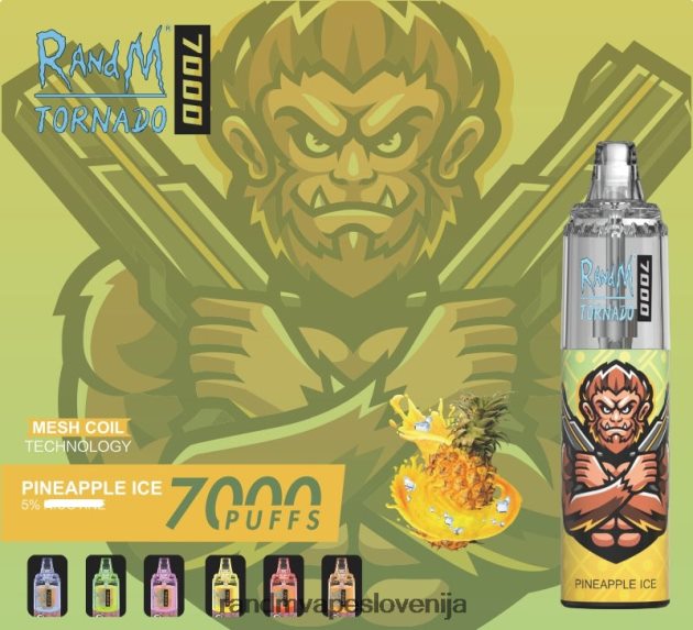 RandM Tornado 7000 Vape naprava za nadzor pretoka zraka 1 kos ananasov led 2D84FN180 Fumot RandM Vape