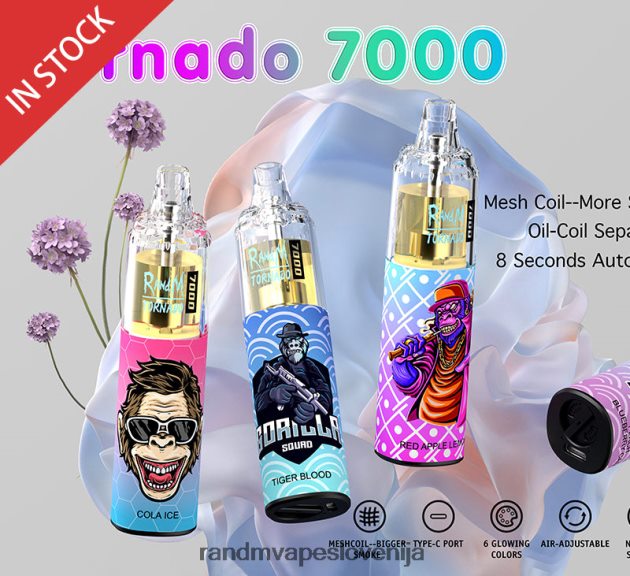 RandM Tornado 7000 Vape naprava za nadzor pretoka zraka 1 kos ananasov led 2D84FN180 Fumot RandM Vape