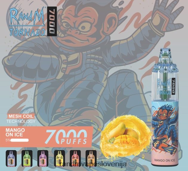 RandM Tornado 7000 Vape naprava za nadzor pretoka zraka 1 kos ananasov led 2D84FN180 Fumot RandM Vape